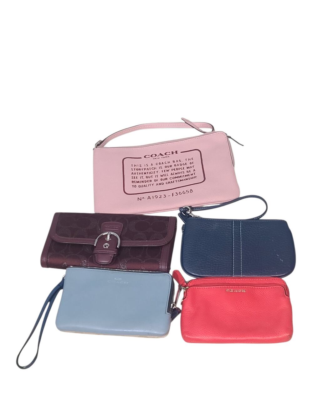 Coach Multi-Pouch Wristlet Set in Pink, Burgundy, Navy, Light Blue, Coral